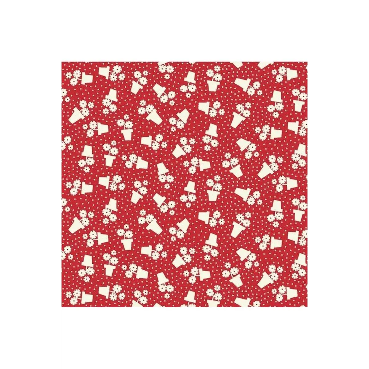 Midwest Textiles, Playtime Collection - Flowers & Pots, Red* (Sold By 1/2 Meter)