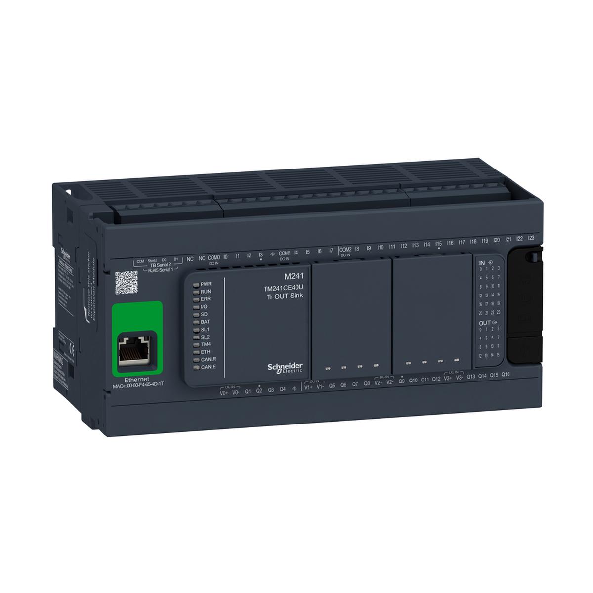 logic controller, Modicon M241, 40 IO, transistor, NPN, Ethernet