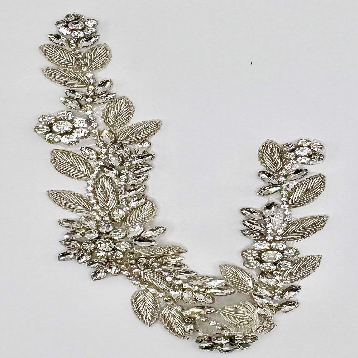 Rhinestone Bridal Belt with Silver Bullion Threads