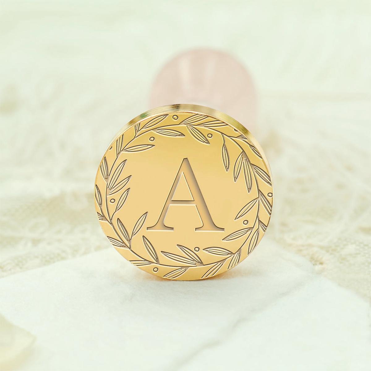 Custom Single Letter Borderless Botanical Wax Seal Stamp - Style 13