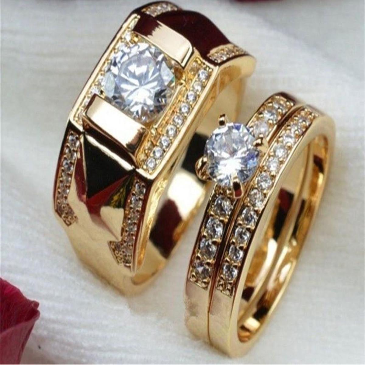 Fashion Lovers' Cubic Zirconia Yellow Gold Color Ring Set