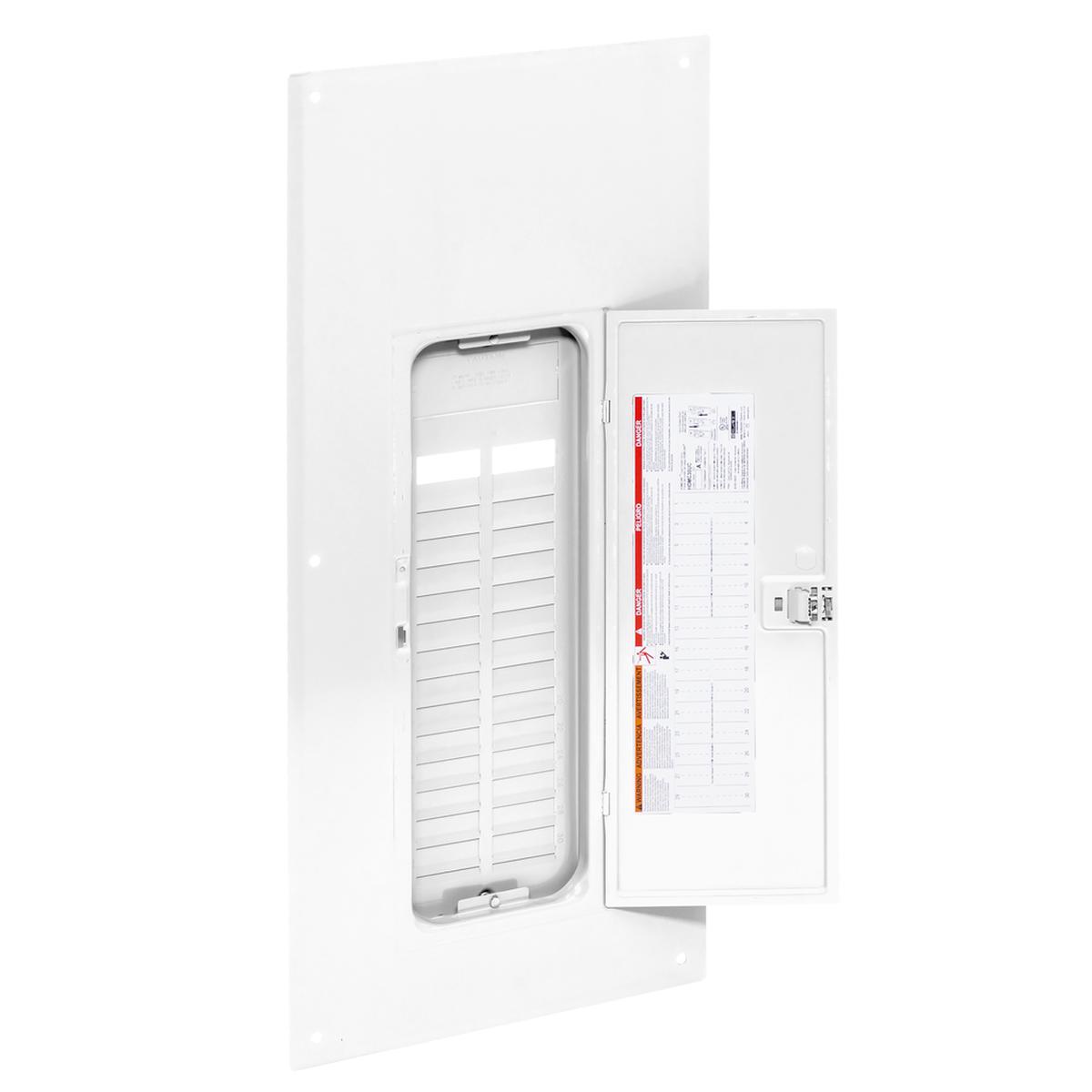Load center cover, Homeline, 30 spaces, combo flush and surface, white