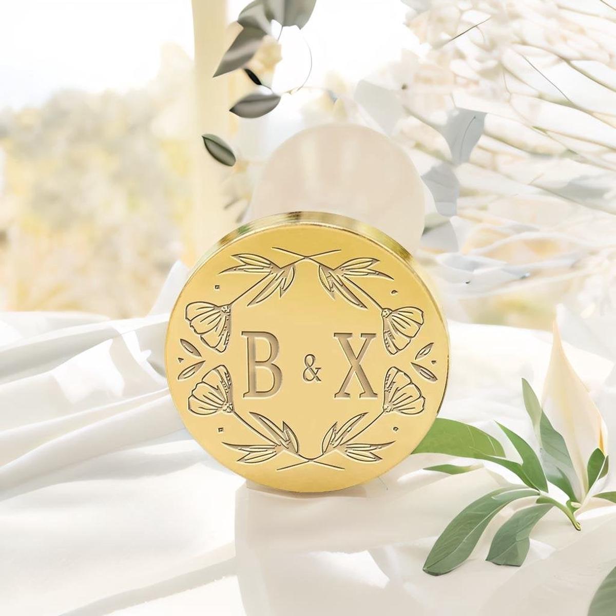 Poppy Wedding Custom Wax Seal Stamp with Double Initials