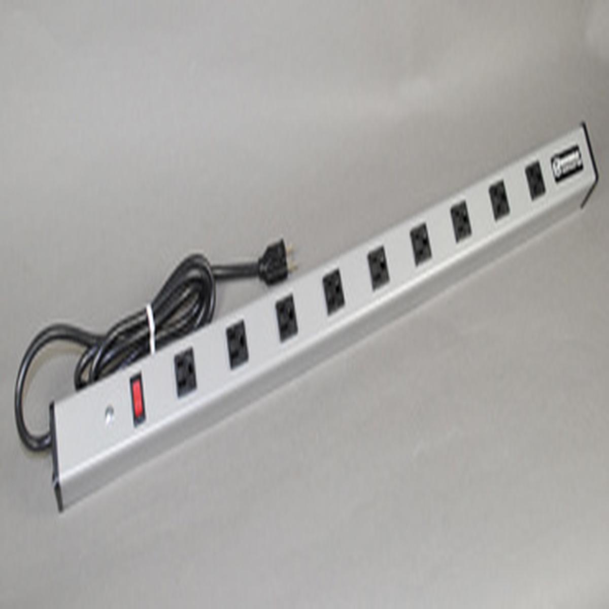 Plug-In Outlet Center Unit / 120V/15A / 36 long / 9 O/L / Lighted Switch / 15' cord