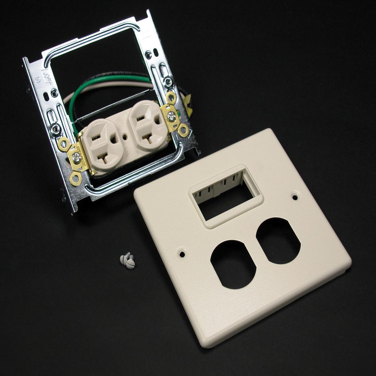 4047 Two-Gang Cover One Duplex Receptacle Installed Series II Mini Adapter