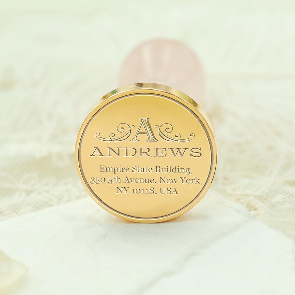 Custom Address Wax Seal Stamp with Name/ Initial - Style 21