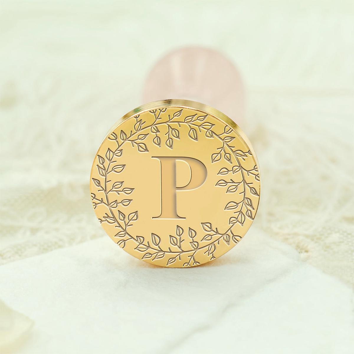Custom Single Letter Borderless Botanical Wax Seal Stamp - Style 2