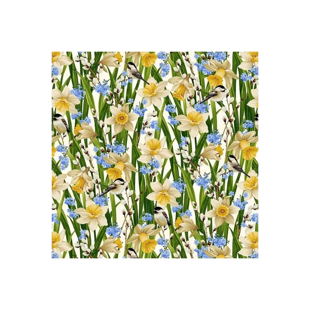 Henry Glass & Co. Fabrics, Nature's Affair Collection - Daffodils Allover* (Sold By 1/2 Meter)