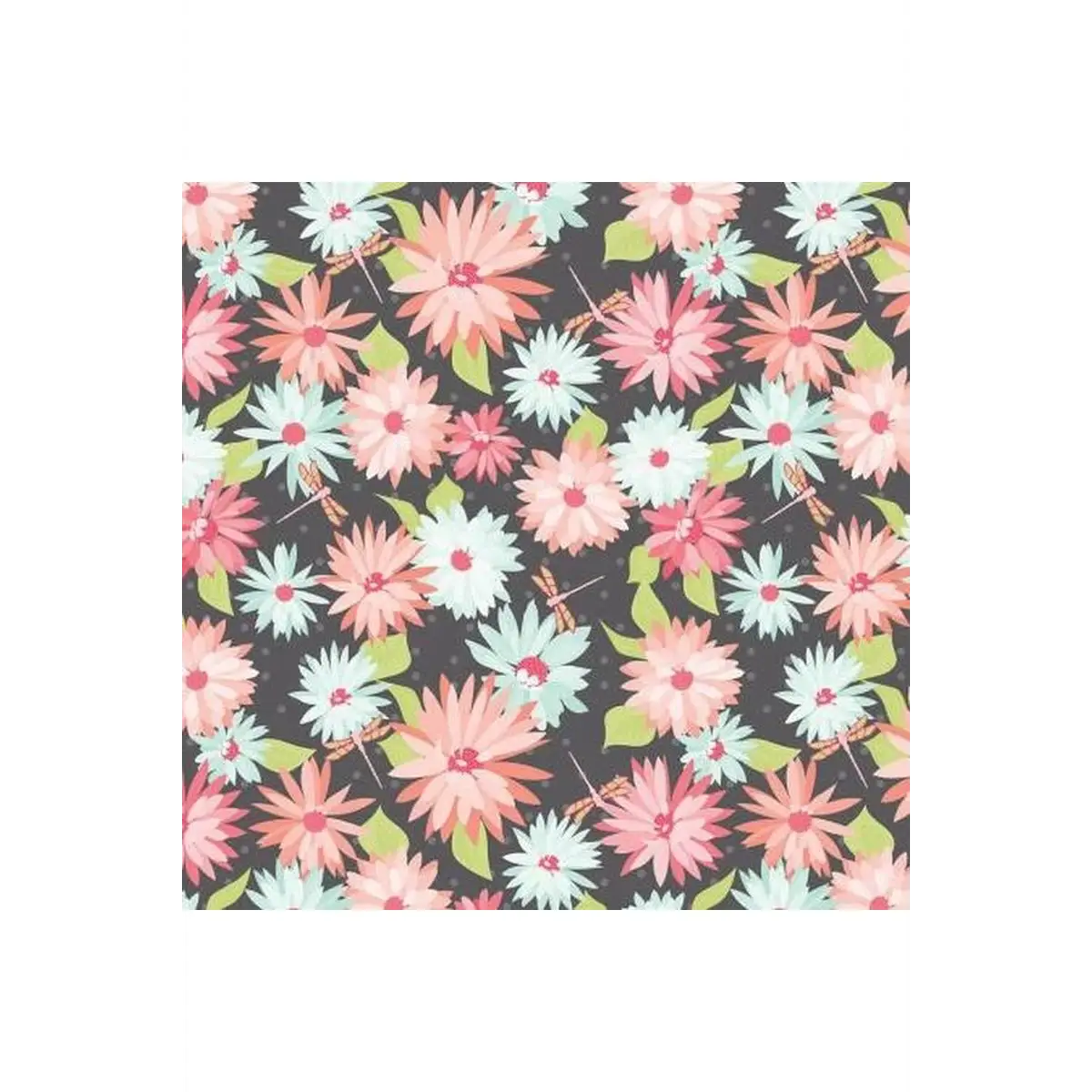 Riley Blake Designs, Paper Daisies Collection - Main Gray (Sold By 1/2 Meter)
