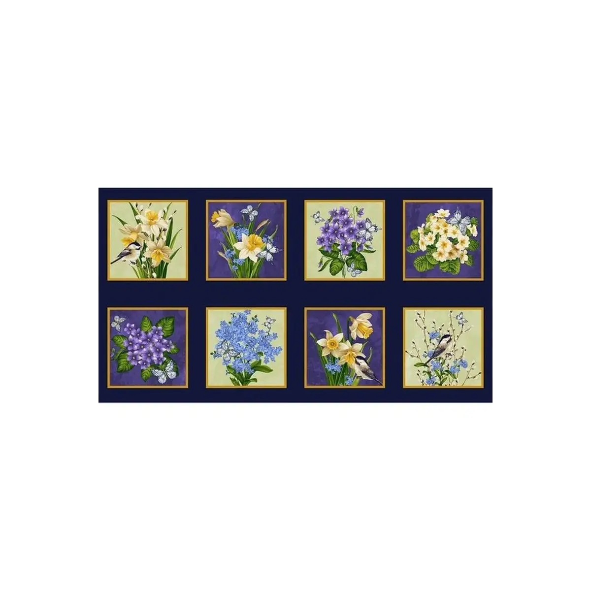 Henry Glass & Co. Fabrics, Nature's Affair Collection - Floral Blocks* (Sold By 1/2 Meter)