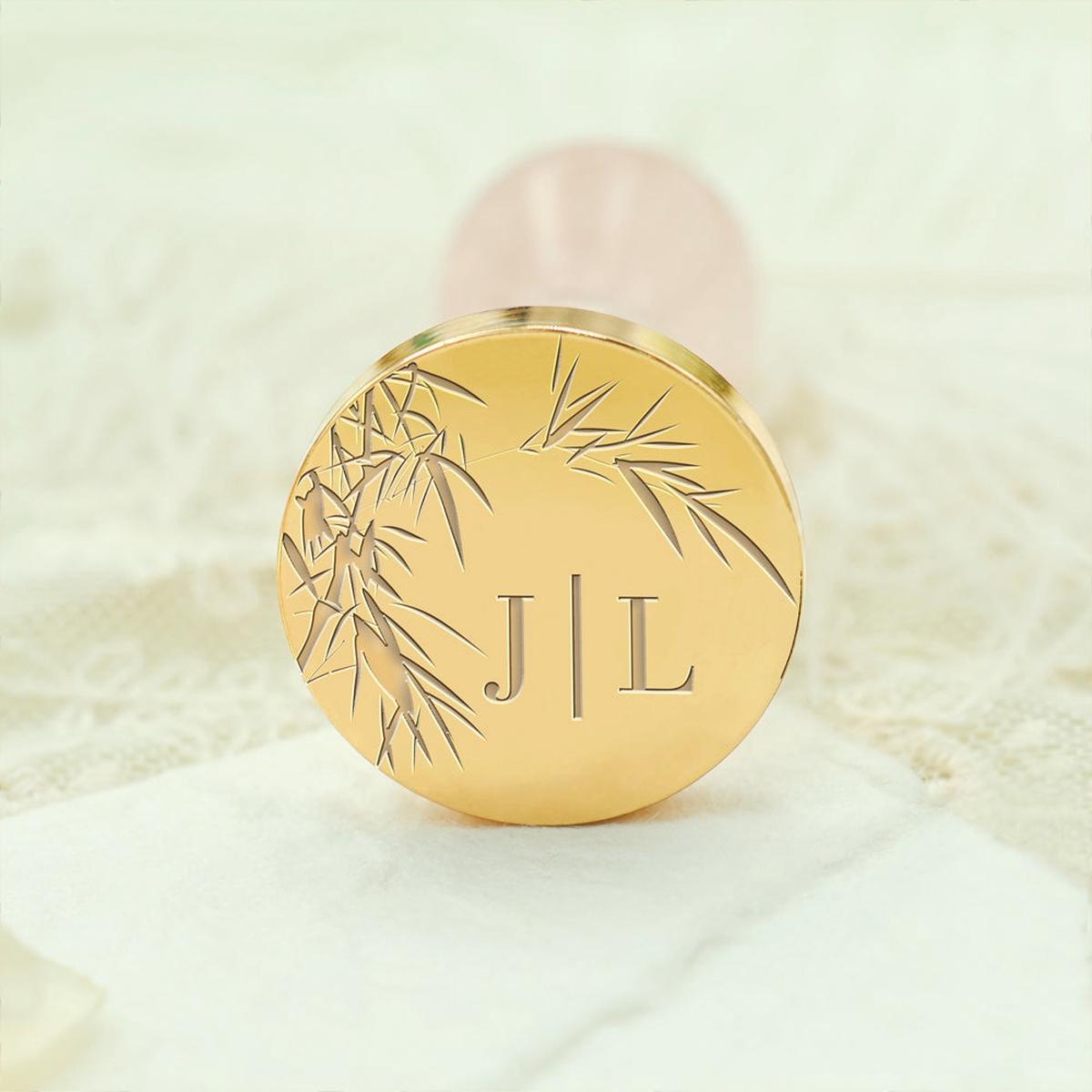 Borderless Bamboo Wedding Custom Wax Seal Stamp with Double Initials