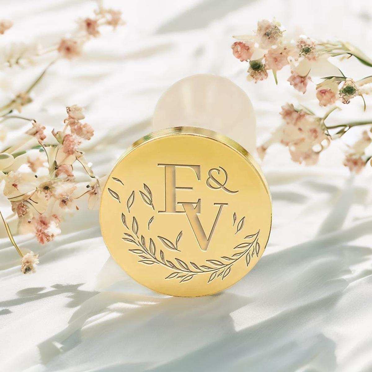 Olive Branch Wedding Custom Wax Seal Stamp with Double Initials