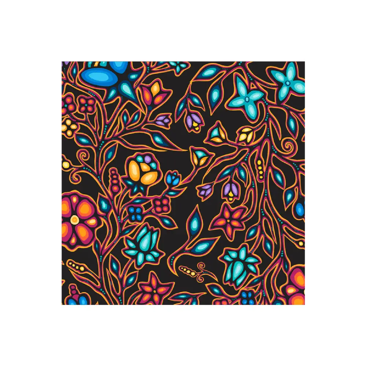 Siltex Fabrics, Ojibway Florals Black - JT-OF02-BLAK (Sold By 1/2 Meter)