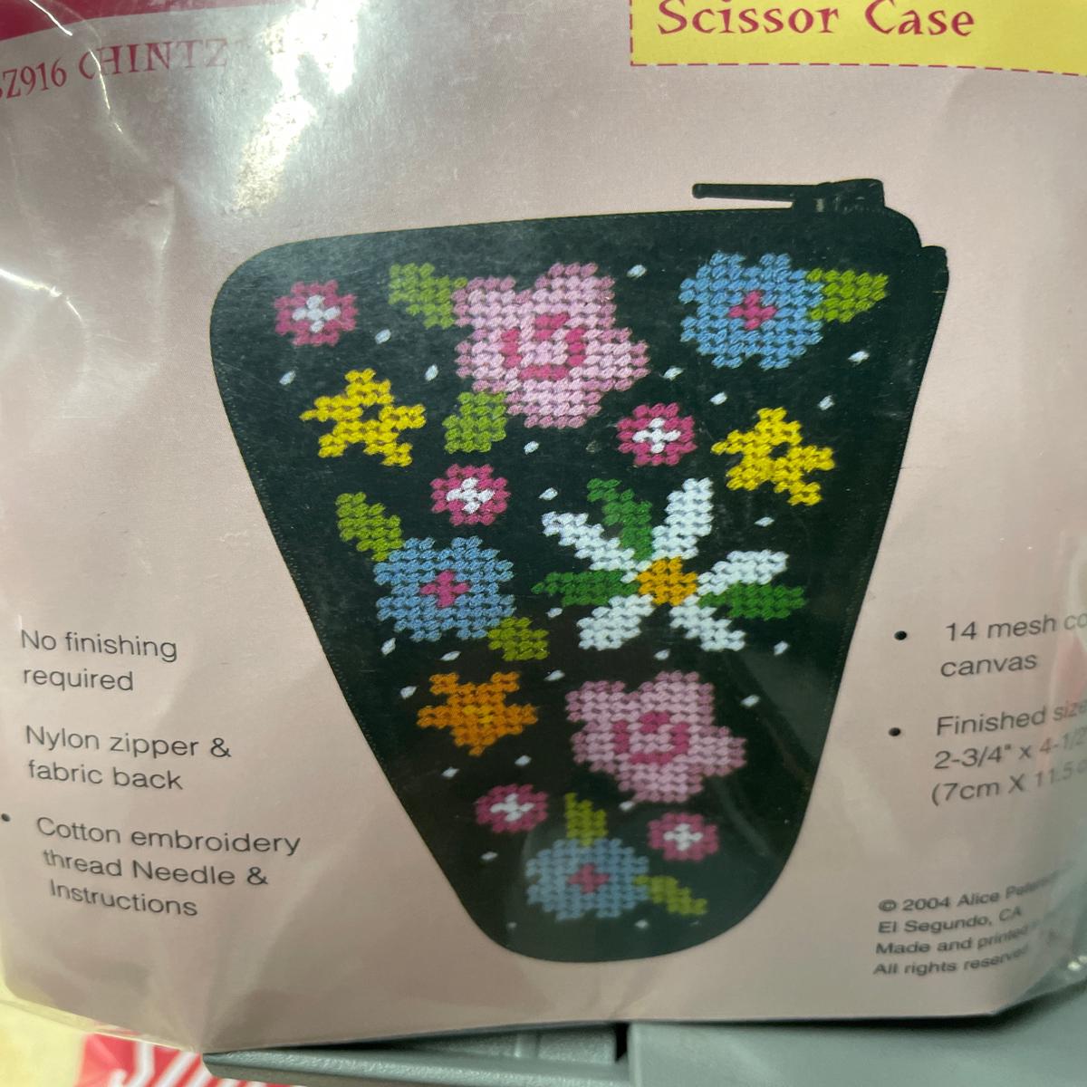 Stitch And Zip Floral Chintz Needlepoint Scissor Case Kit