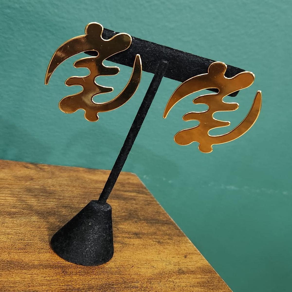Golden Adinkra Symbol Earrings