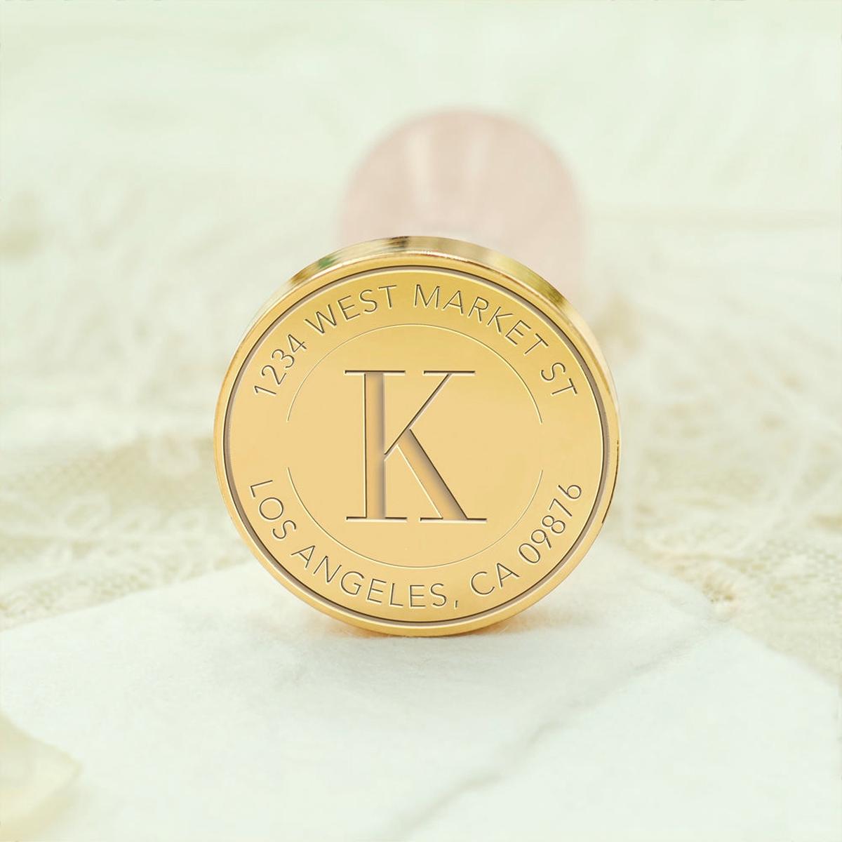 Custom Address Wax Seal Stamp with Name/ Initial - Style 26