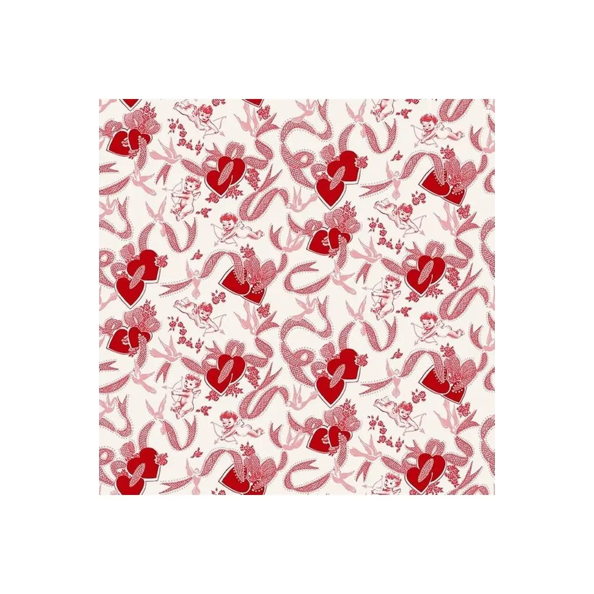 Henry Glass & Co. Fabrics, Valentine Wishes Collection - Cupids and Hearts - 1021-28* (Sold By 1/2 Meter)