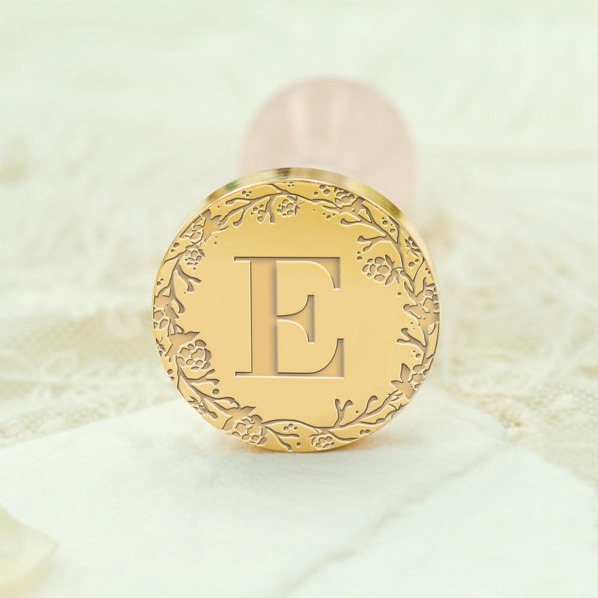 Custom Single Letter Borderless Botanical Wax Seal Stamp - Style 15