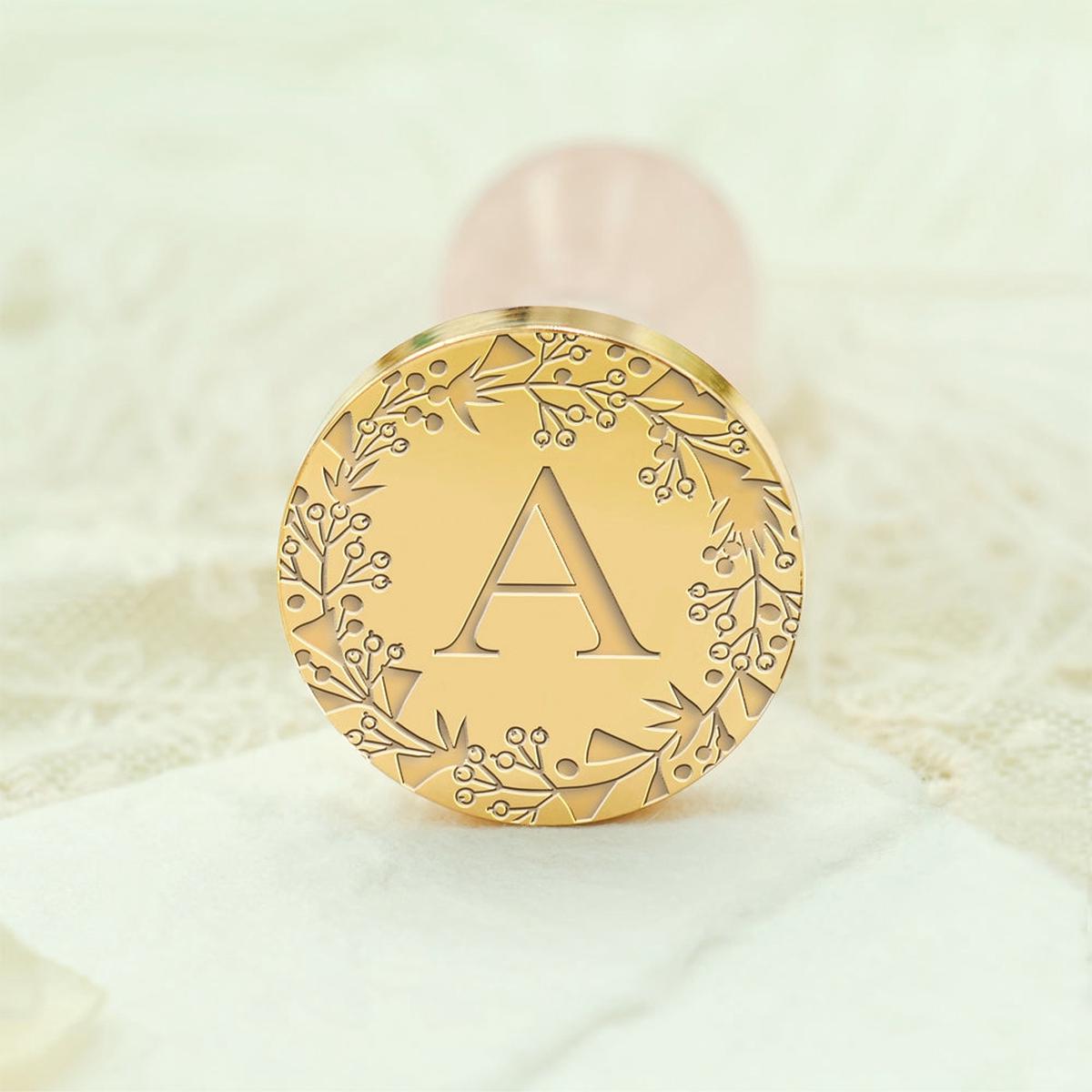 Custom Single Letter Borderless Botanical Wax Seal Stamp - Style 3