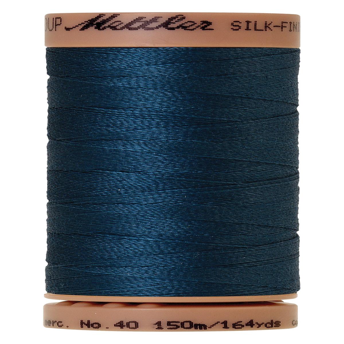 Mettler Silk-Finish 40wt Solid Cotton Thread 150M Tartan Blue