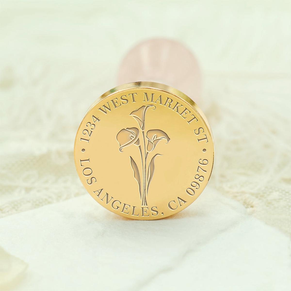 Natural Plant Custom Address Wax Seal Stamp - Calla Lily