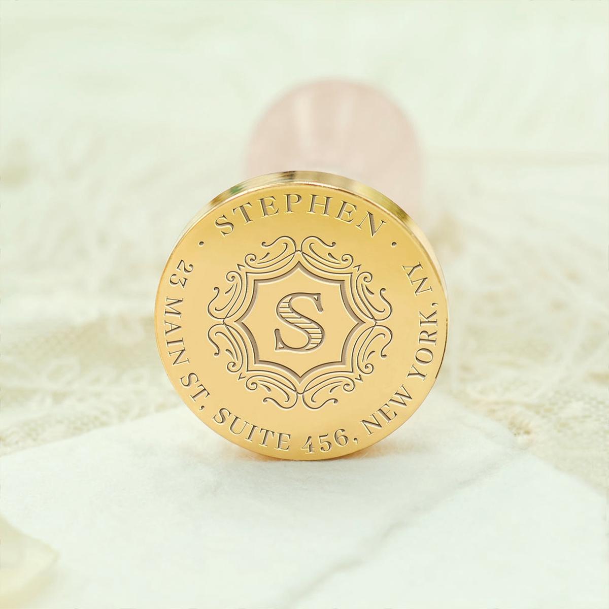 Custom Address Wax Seal Stamp with Name/ Initial - Style 4