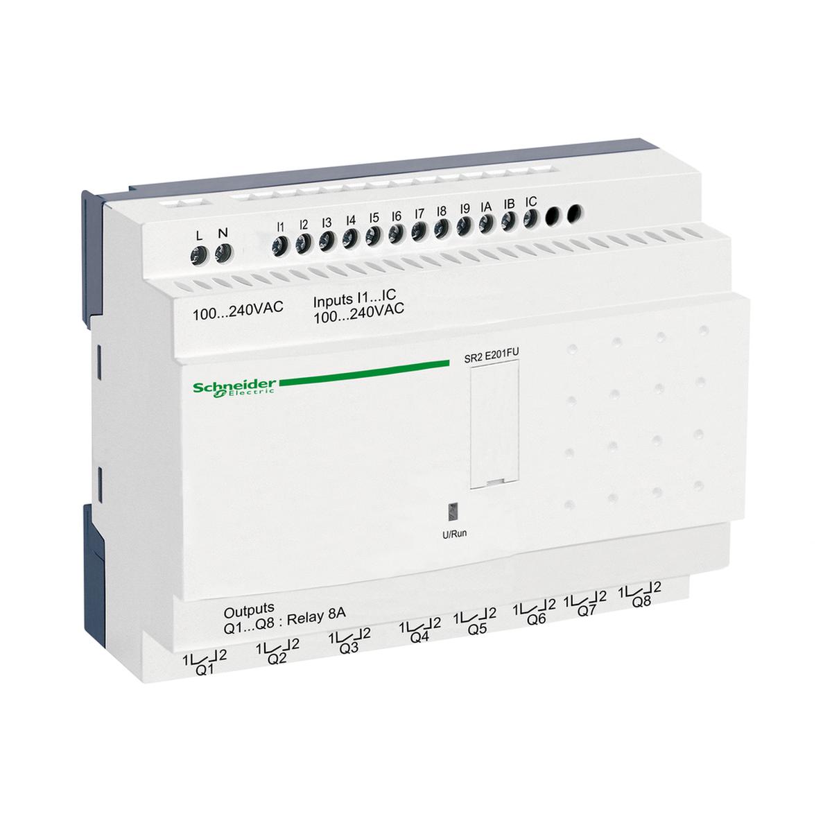 Compact smart relay, Zelio Logic, 20 I/O, 100...240 V AC, clock, no display