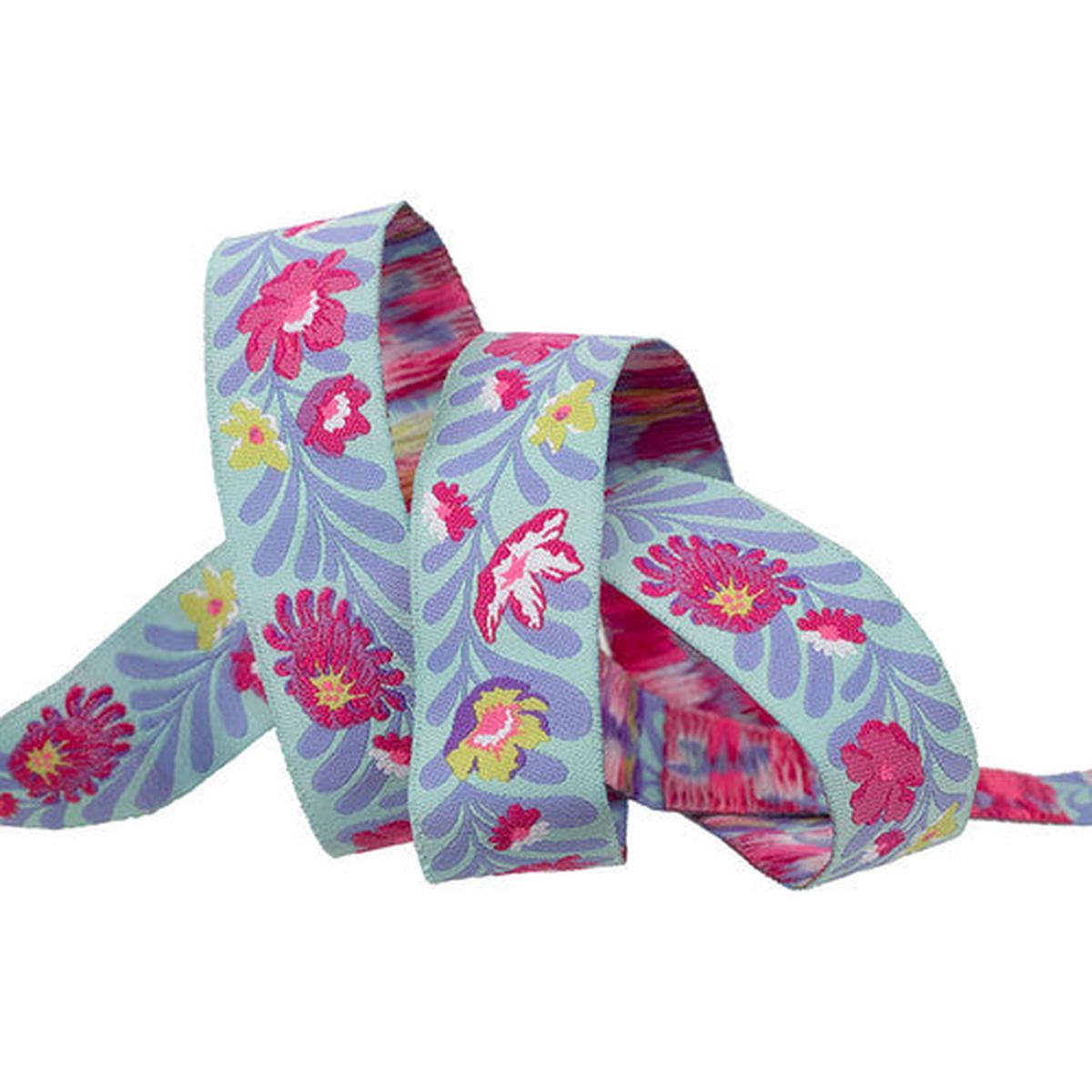 RENAISSANCE RIBBONS - Tula Pink - Untamed, Flowerfield - Cosmic 7/8