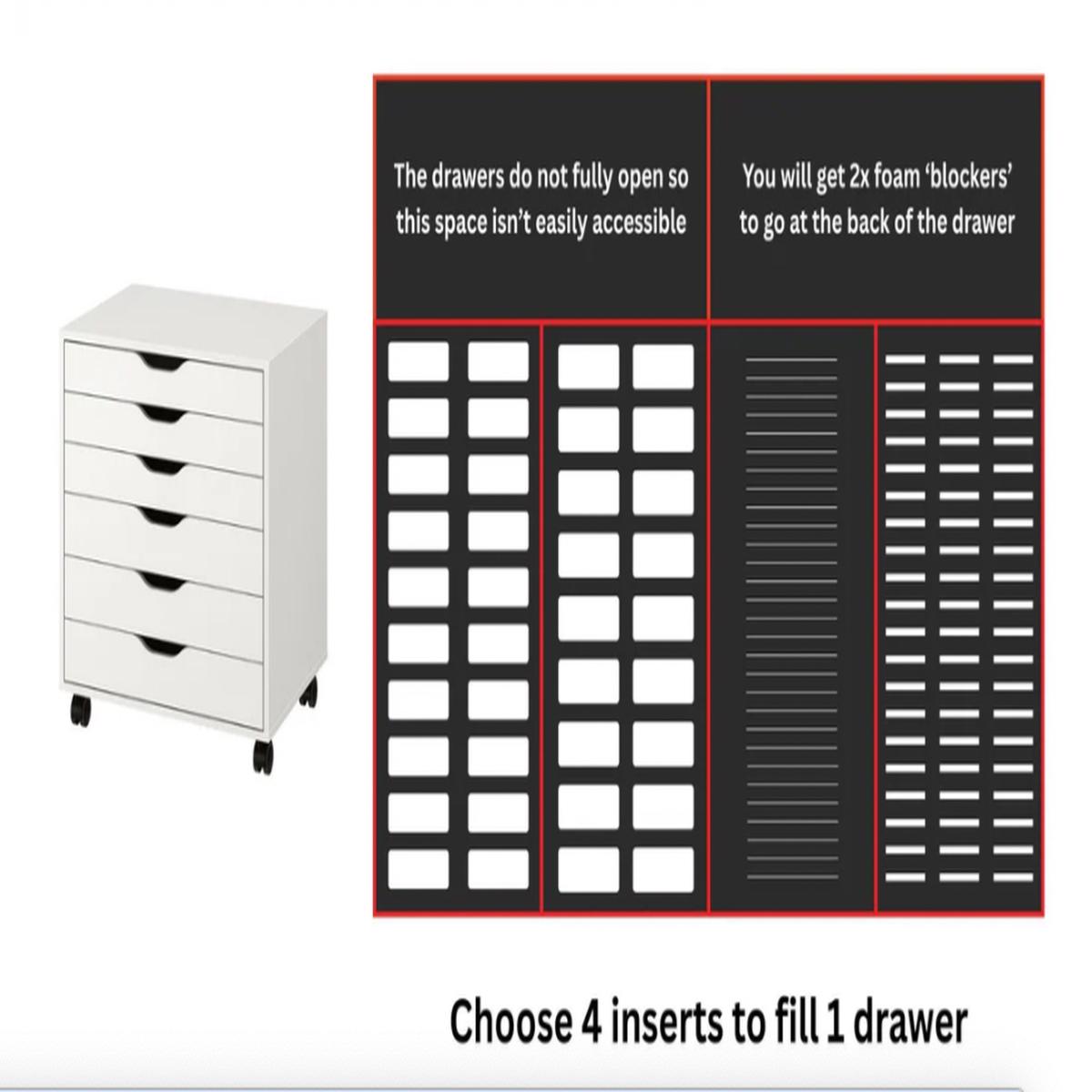 Pip And Chip foam inserts for IKEA Alex 6 drawer unit