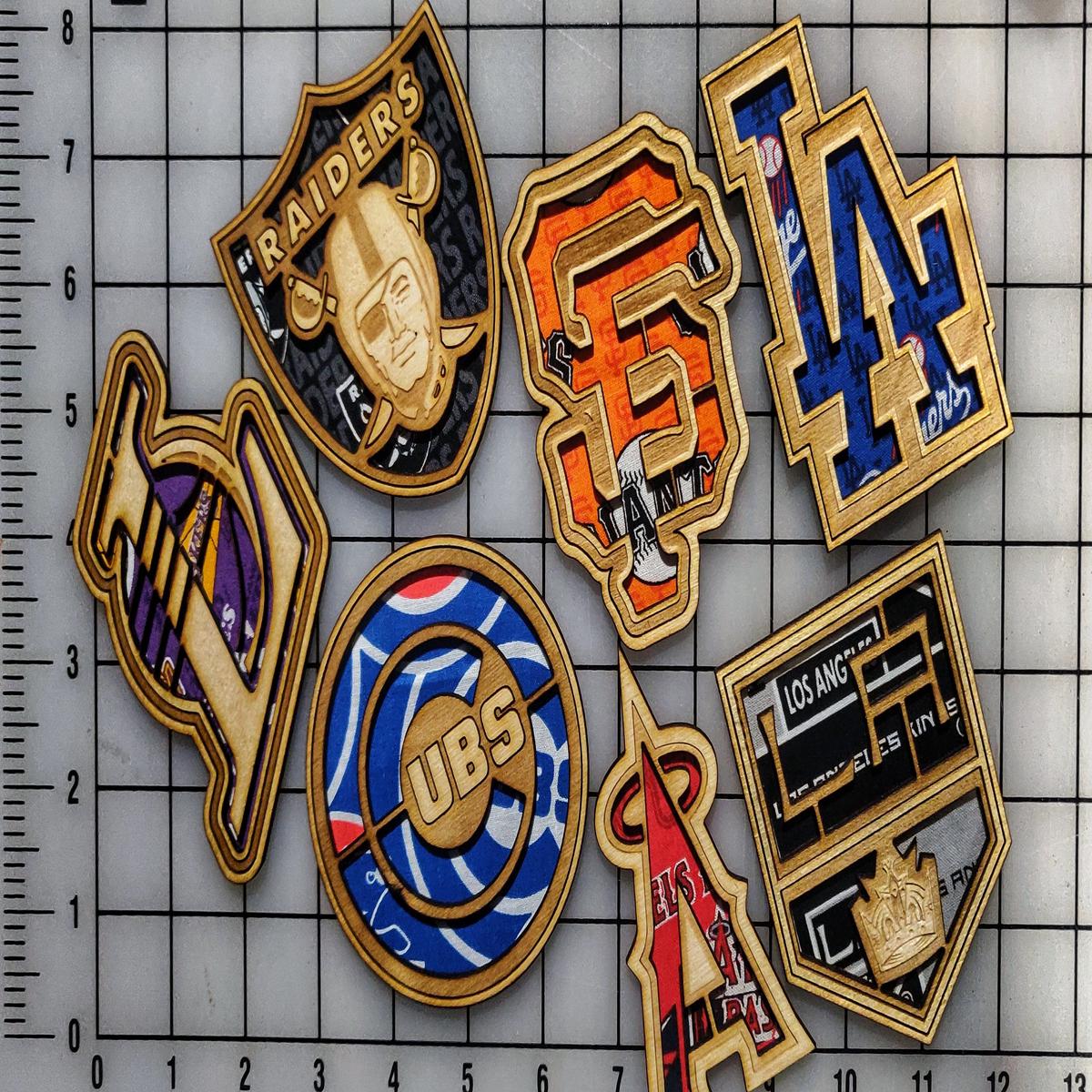 Team Logo Laser Wood Cut/Fabric Patch or Magnet
