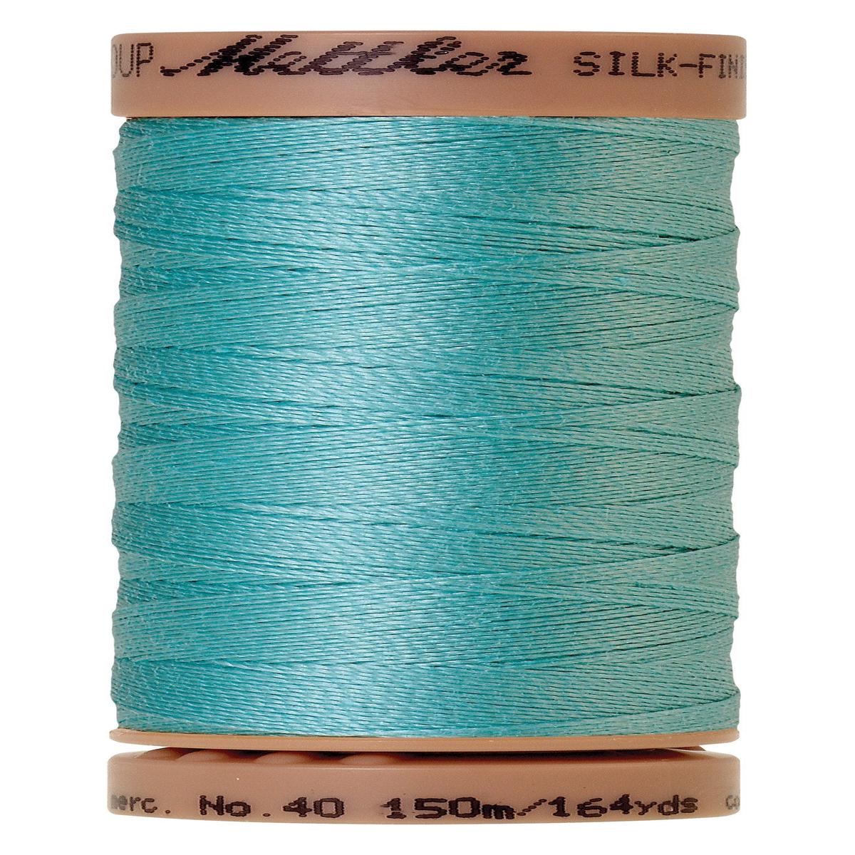 Mettler Silk-Finish 40wt Solid Cotton Thread 150M Blue Curacao