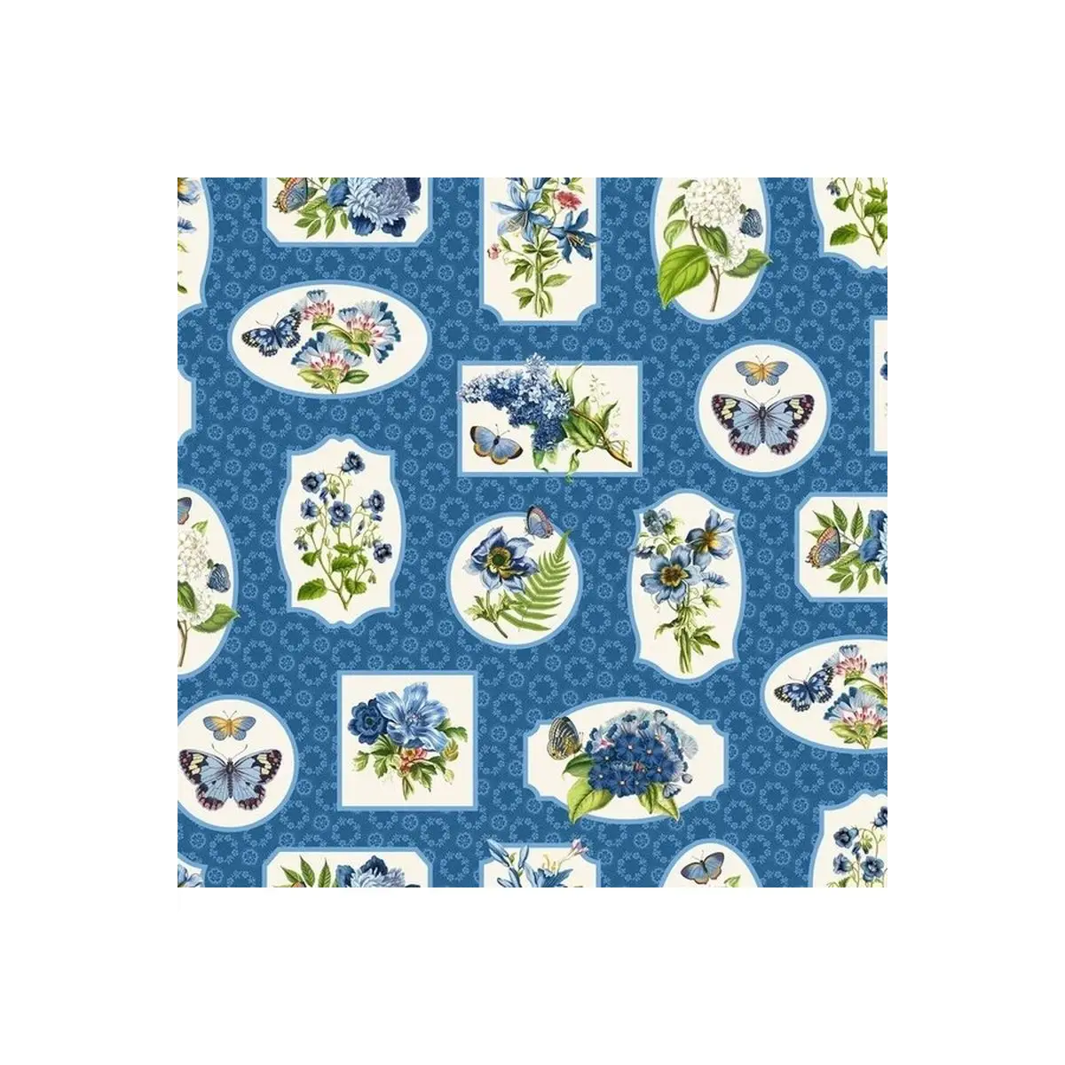 Northcott Fabrics, Something Blue Collection - Floral Medallion DP25078-44 (Sold By 1/2 Meter)