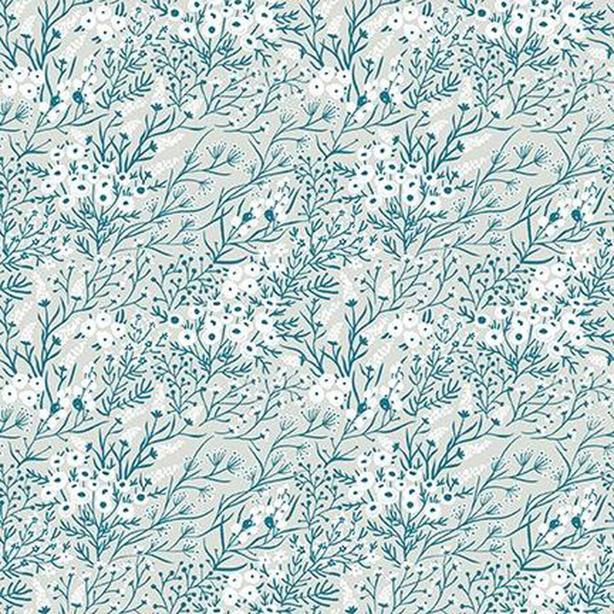 Whimsy- White and Teal Foliage* (Sold By 1/2 Meter)