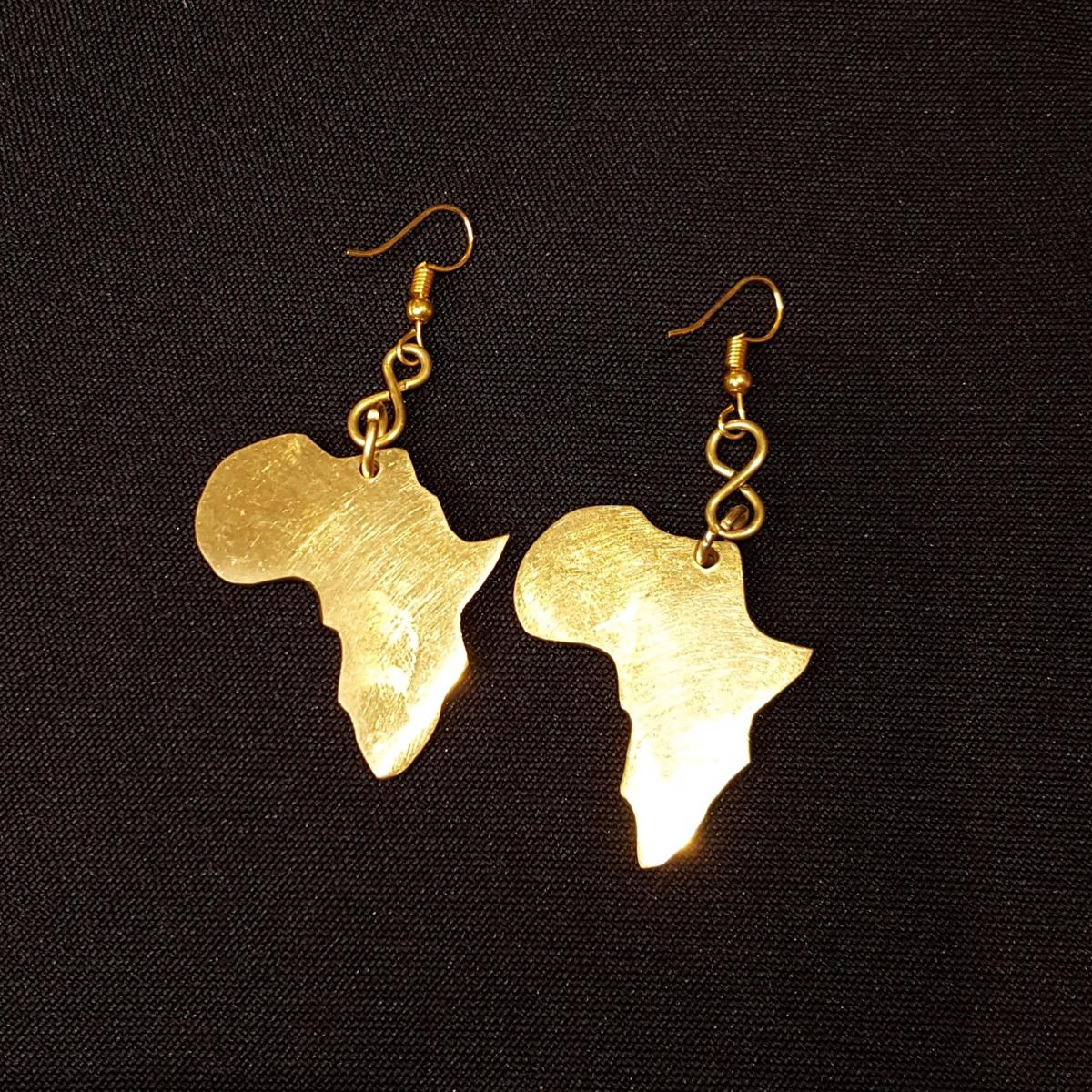 Small Golden Brass 'Solid Africa' Earrings