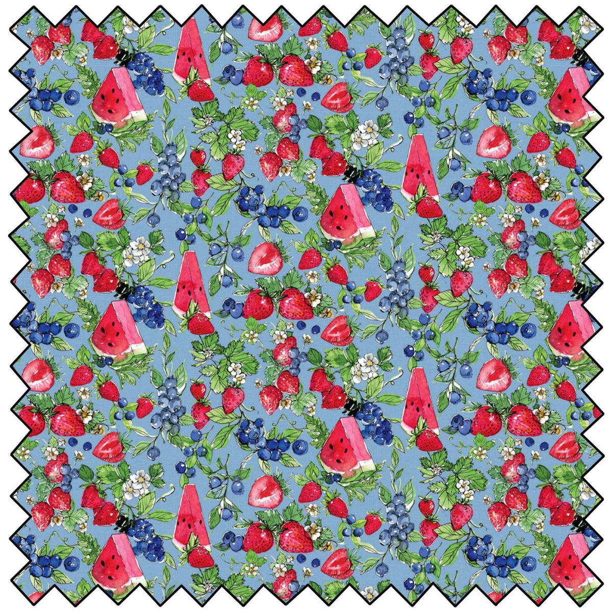 Sweet Summer Berry Blossoms-BLUE* (Sold By 1/2 Meter)