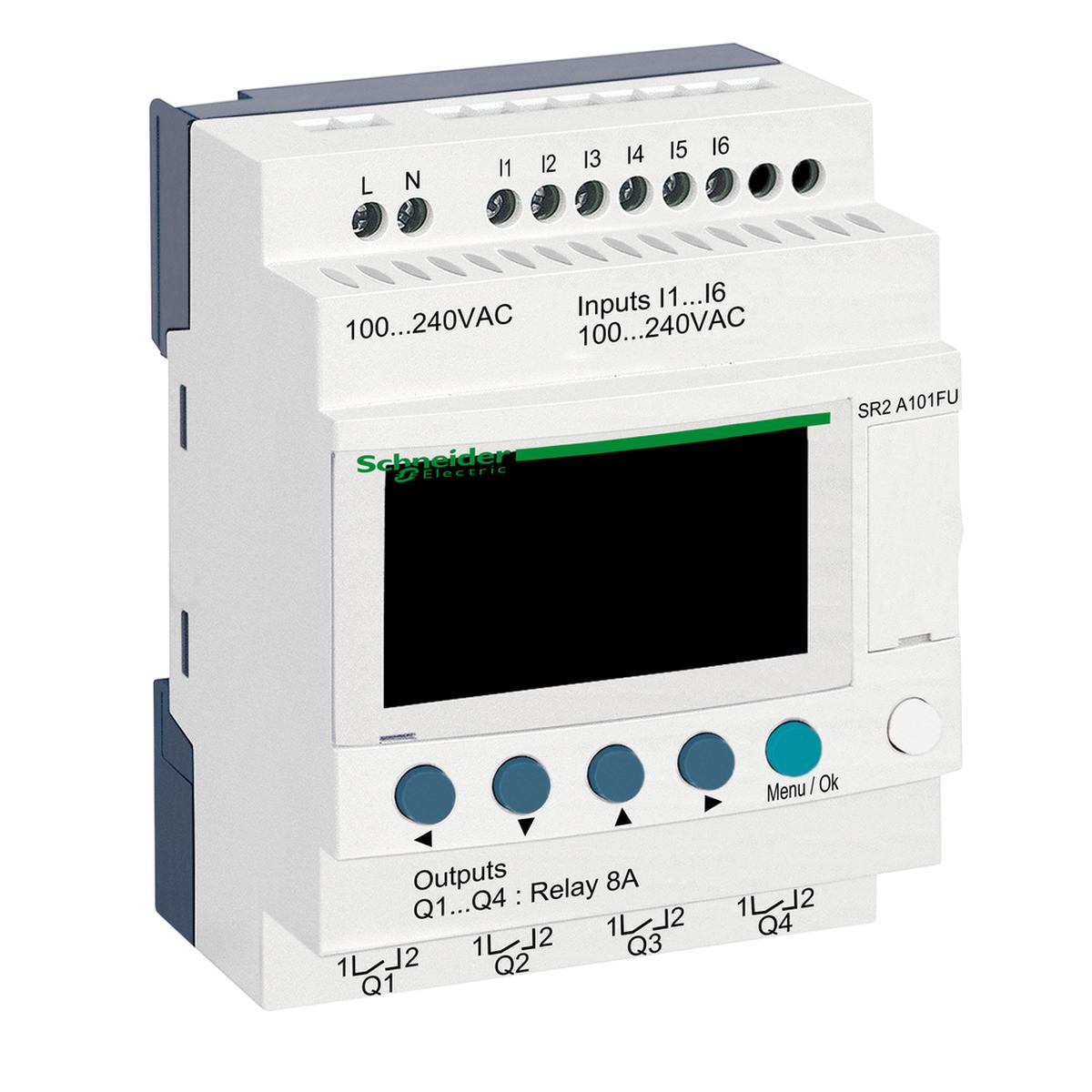 Compact smart relay, Zelio Logic, 10 I/O, 100...240 V AC, no clock, display
