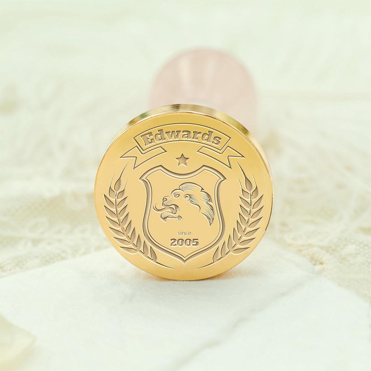 Custom Family Crest Wax Seal Stamp with Name, Initial, or Totem - Style 16