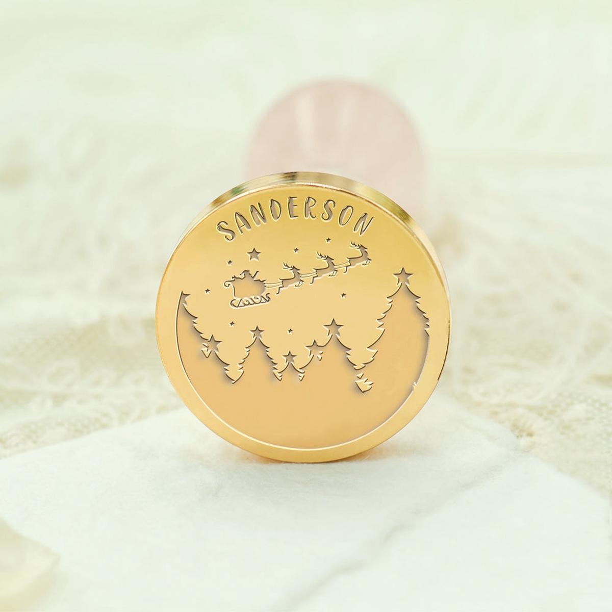 Forest Sleigh Christmas Custom Name Wax Seal Stamp