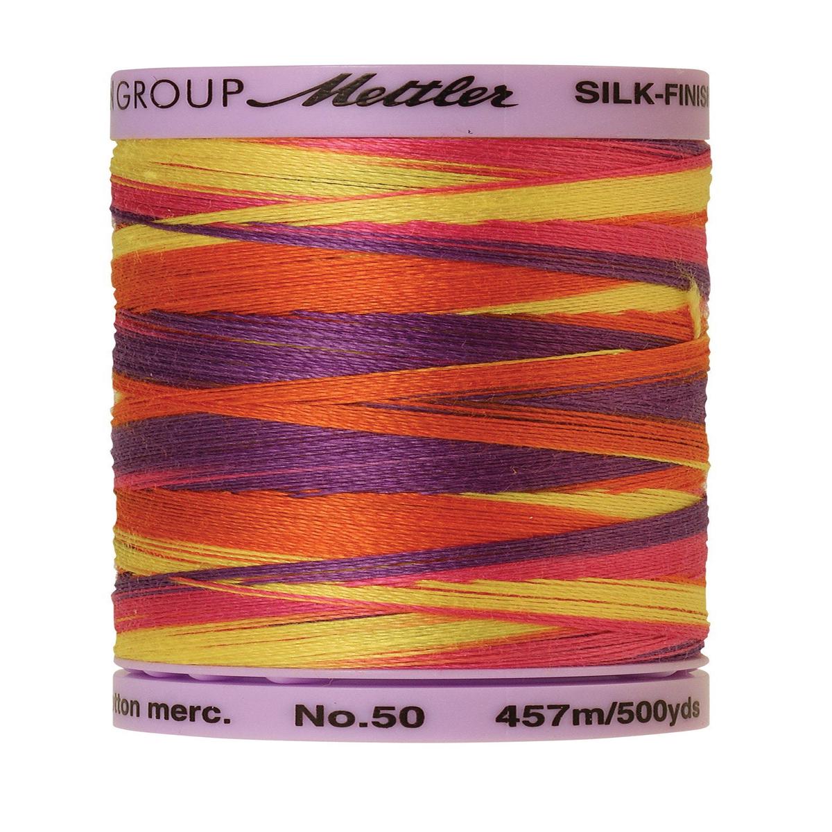 Mettler Silk-Finish 50wt Variegated Cotton Thread 500yd/457M Smiley Mix