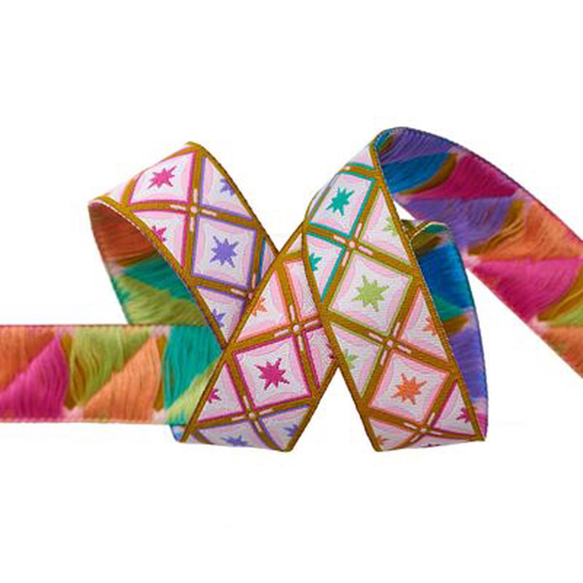 RENAISSANCE RIBBONS - Tula Pink - Roar, Meteor Stargazer 7/8in wide PRICE PER HALF A YARD