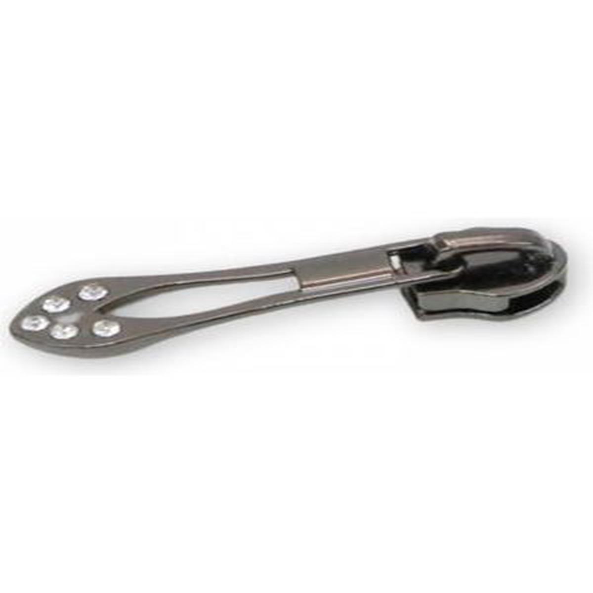 Size #5 Jeweled Tip Zipper Pull, Gunmetal - 1pk