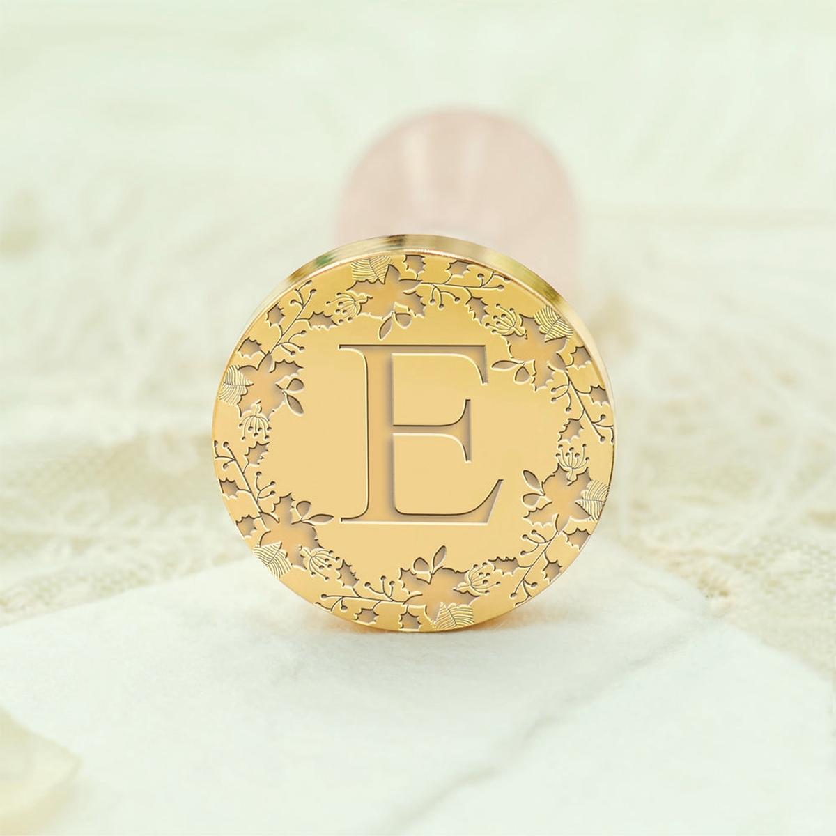 Custom Single Letter Borderless Botanical Wax Seal Stamp - Style 25