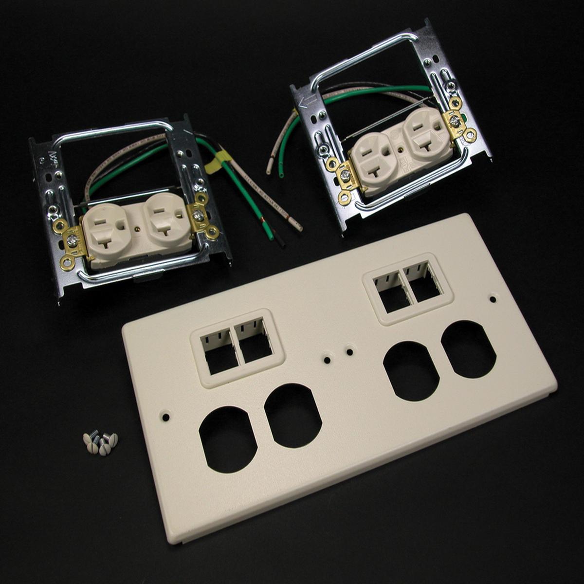 4047 Four-Gang Cover With Two TracJack Mini Adapters