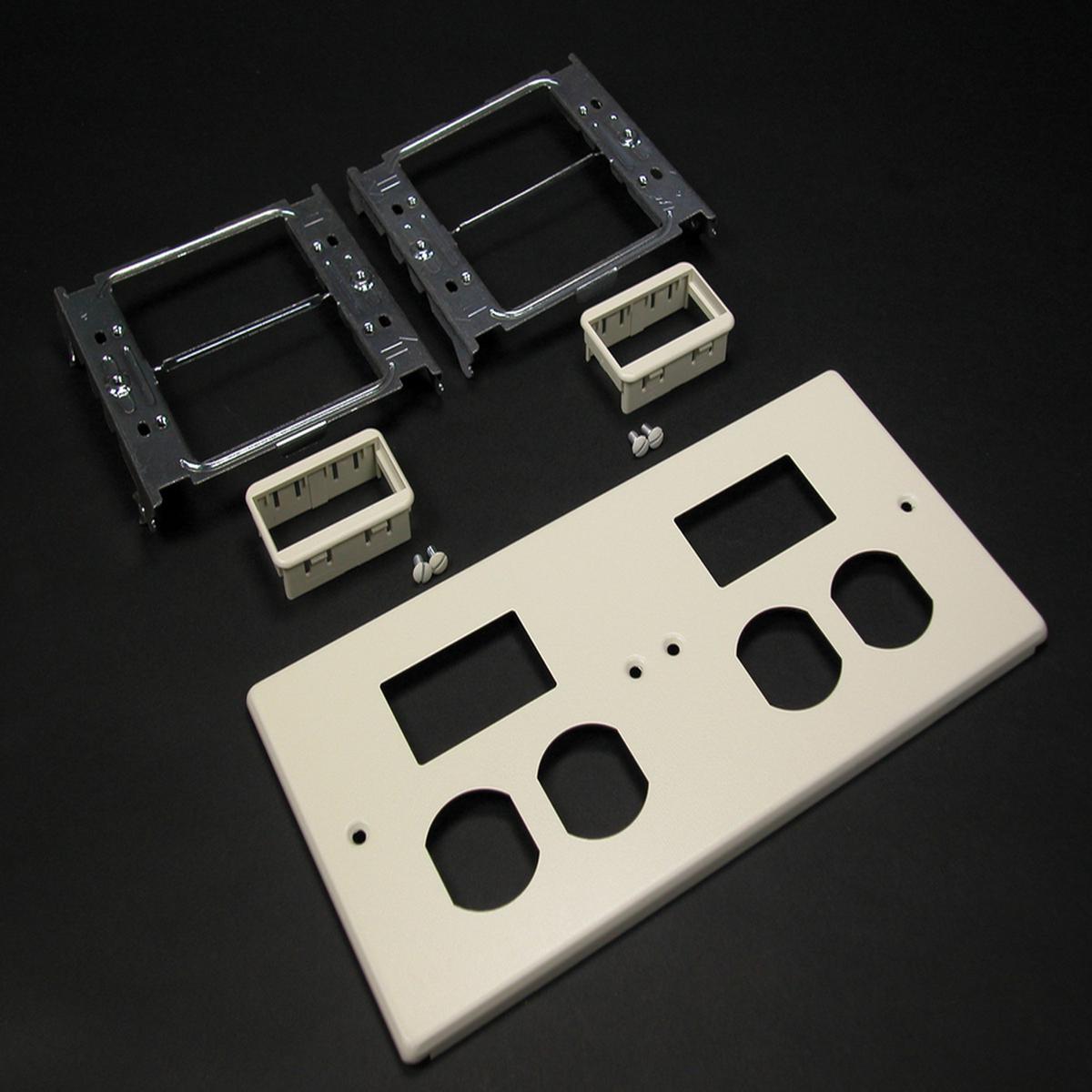 4047 Four-Gang Cover Two Duplex and Two Series II Mini Adapters