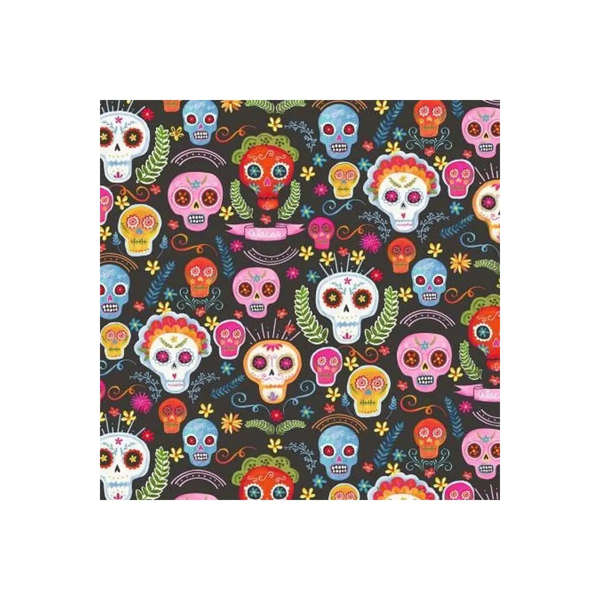 Michael Miller Fabrics, Sugar Skulls Collection - Charcoal* (Sold By 1/2 Meter)