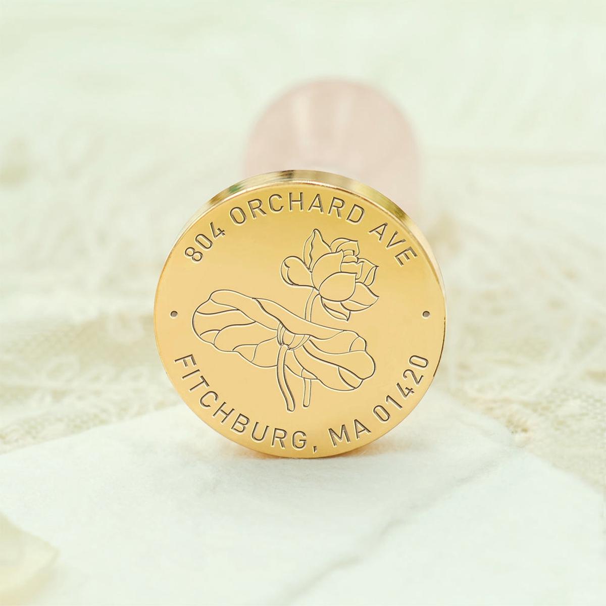 Natural Plant Custom Address Wax Seal Stamp - Lotus Flower