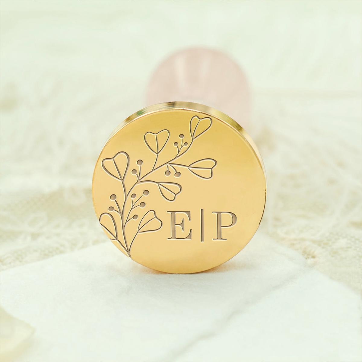 Borderless Botanical Wedding Custom Wax Seal Stamp with Double Initials (27 Designs)