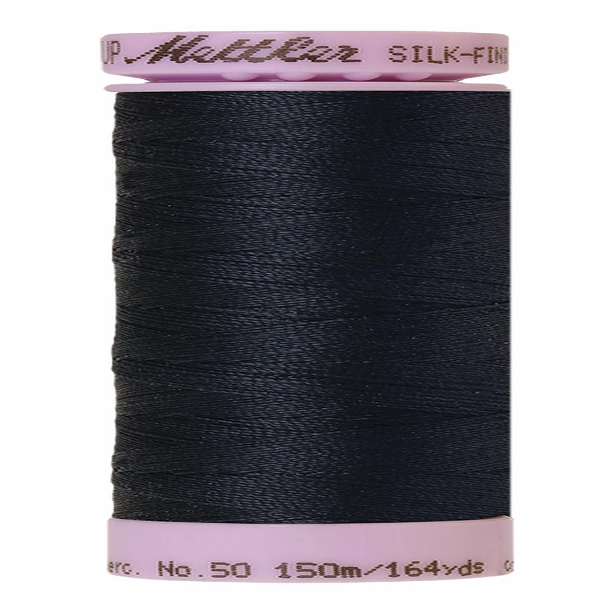 Mettler Silk-finish 50wt Solid Cotton Thread 164yd/150m Black Iris
