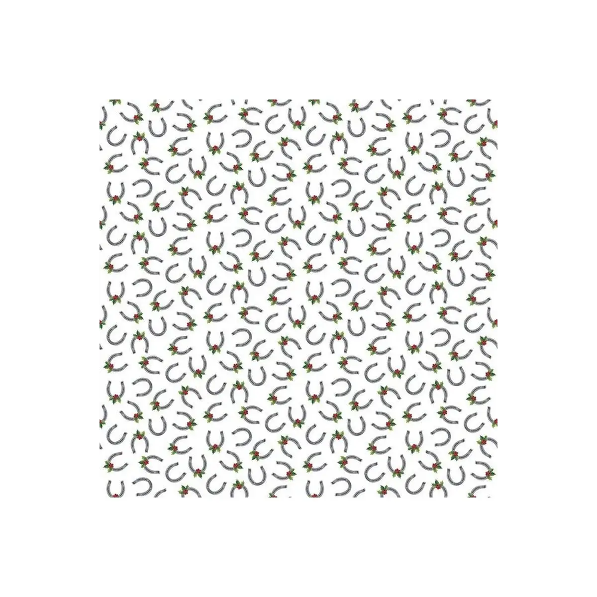 Northcott Fabrics, Hay... It's Christmas - White Horseshoe Toss (Sold By 1/2 Meter)