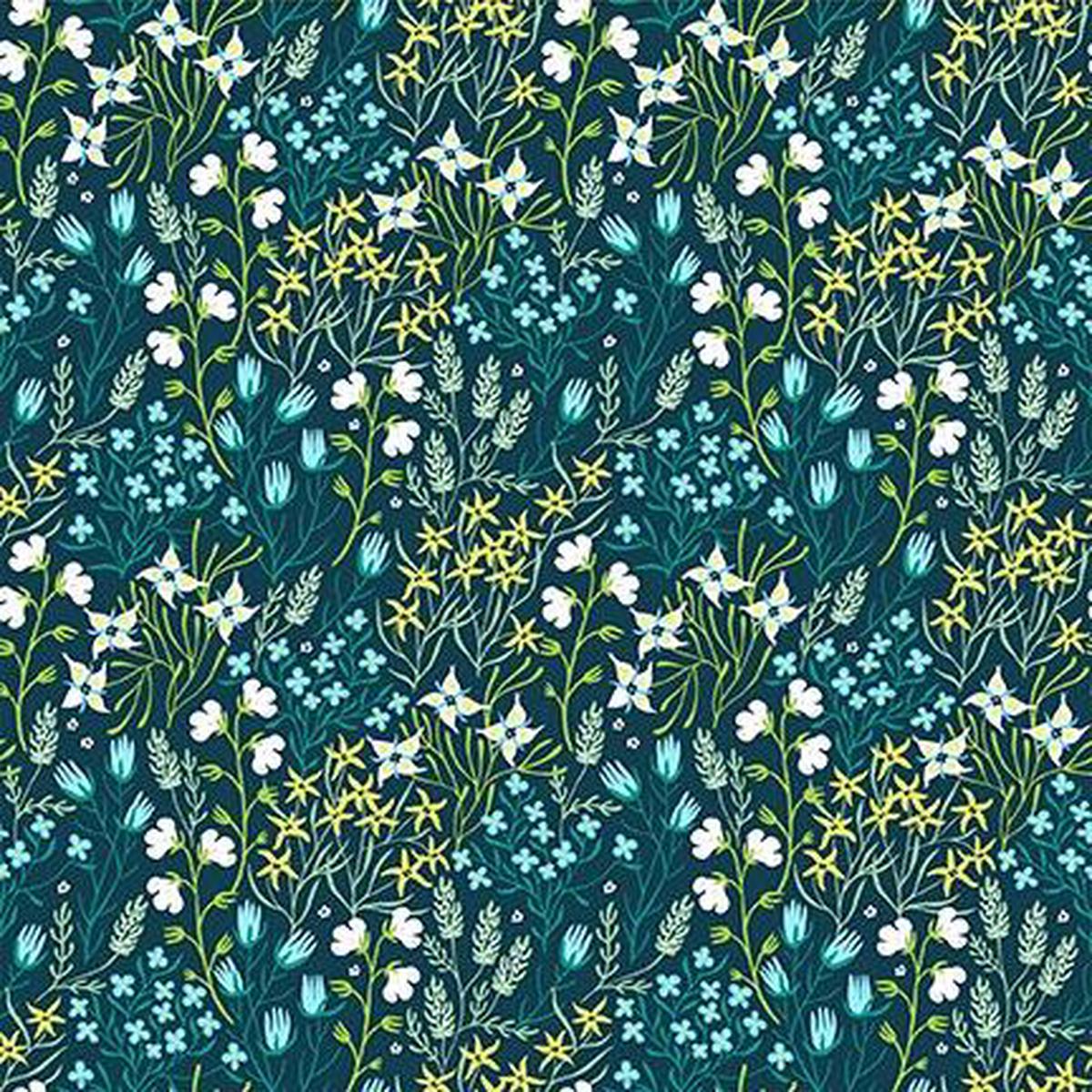Whimsy-Teal, Green, White Foliage* (Sold By 1/2 Meter)